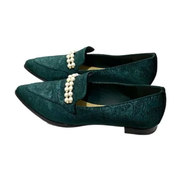 MARC FISHER Kneel Loafer Flats Dark Green Velvet Womens Size 6.5 Whimsigoth NWOB - Picture 4 of 6